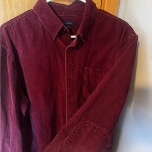 Lands' End Men's Corduroy Shirt in Burgundy